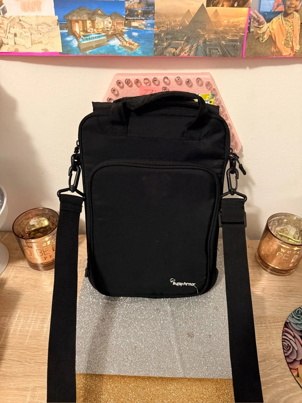 Black Crossbody Shoulder Bag for Tablet